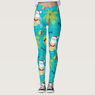 Surfende kerstman voor Tropische Kerstmis Leggings