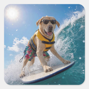 Surfende Labrador Retriever Vierkante Sticker