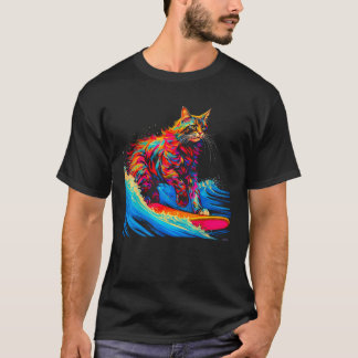 Surfende Maine Coon Kat Surf T-shirt