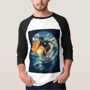 Surfende man op de golven t-shirt