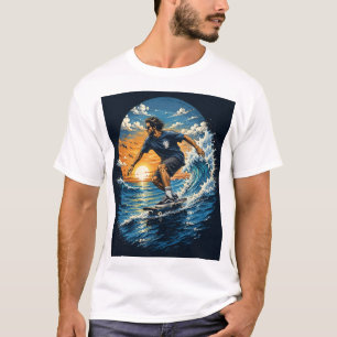 Surfende man op de golven t-shirt