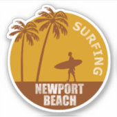 Surfende Newport Beach Sticker (Voorkant)