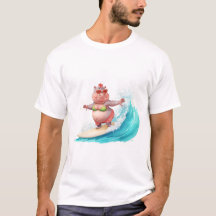 Surfende Nijlpaard Kerst Bikini Nijlpaard T-Shirt