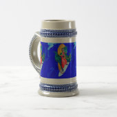 Surfende nonnen op Blue Wave Beer Stein Bierpul (Voorkant links)