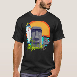 Surfende paaseilanden Rapa Nui Moai Statue Shaka S T-shirt
