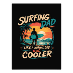 Surfende papa als een normale papa maar cooler zom foto afdruk
