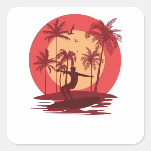 Surfende paradijs vierkante sticker (Voorkant)