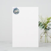 Surfende Pekingees Briefpapier (Staand voorkant)
