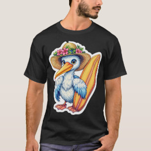 surfende pelikaan t-shirt