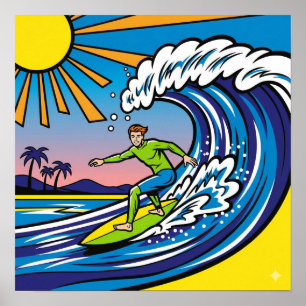 Surfende Pop Art Poster
