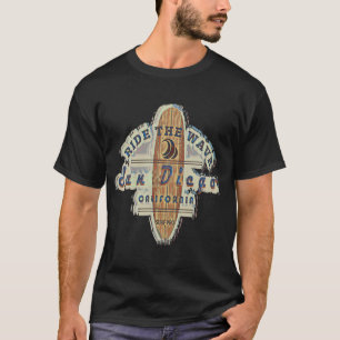 Surfende San Diego Retro Onderdruk T-shirt