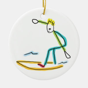 Surfende Stickman Keramisch Ornament