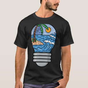 Surfende strand Waves Shining Bulb Matching Vacati T-shirt