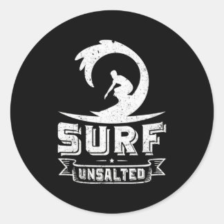 Surfende Surf, ongezouten surfende cadeaus Ronde Sticker