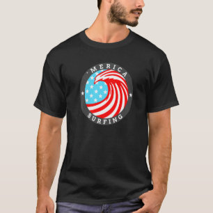 Surfende Surfer Merica Patriottische Amerikaanse v T-shirt