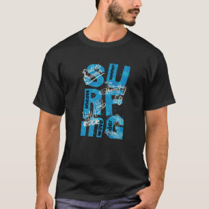 Surfende Typografie Summer Vibes Blue Wave T-shirt