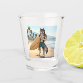 Surfende Wolf Shot Glas