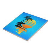 Surfende zonsopgang tegeltje (Zijkant)