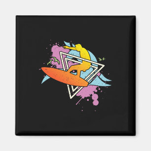 Surfer 80s 90s Vaporwave Surfplank Magneet