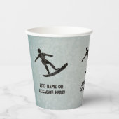 Surfer aan boord robuuste metalen look voor mannen papieren bekers (Voorkant)