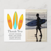 Surfer Adventure Graduation Party Briefkaart
