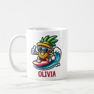 Surfer Ananas Slaat de Golven Aan Gepersonaliseerd Koffiemok