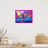 Surfer Beach Sunset Poster (Keuken)