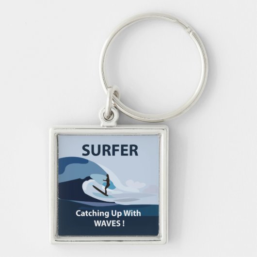 Surfer Beach Surfen Sleutelhanger (Voorkant)