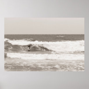 Surfer bij surfen poster