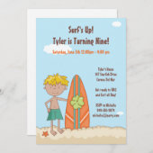 Surfer Birthday Party Invitation Kaart (Voorkant / Achterkant)