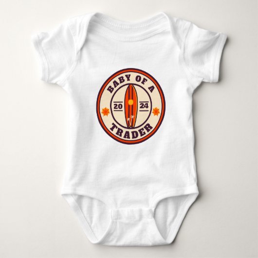 surfer Bitcoin baby met naam en geboortedatum Romper (Voorkant)