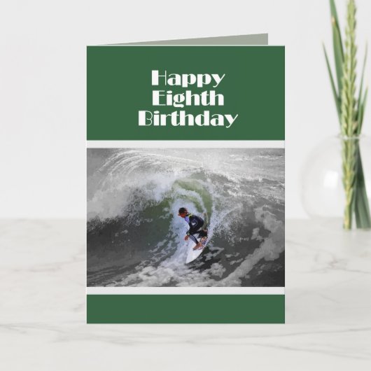 Surfer Bonne Huitième Carte Anniversaire (Devant)