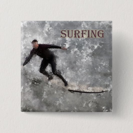 Surfer-Button Vierkante Button 5,1 Cm (Voorkant)