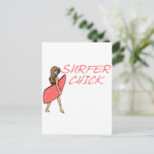Surfer Chick Briefkaart (Staand voorkant)