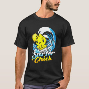 Surfer Chick Chicken Hen Wave Surfer Beach Surfing T-shirt