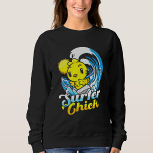 Surfer Chick Chicken Hen Wave Surfer Beach Surfing Trui