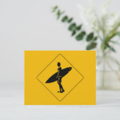 Surfer Crossing Warning Sign., San Diego Briefkaart (Staand voorkant)