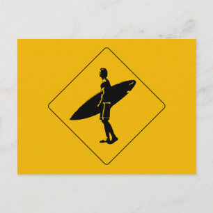 Surfer Crossing Warning Sign., San Diego Briefkaart