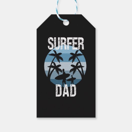 Surfer Dad Sticker Cadeaulabel (Voorkant)