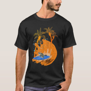Surfer Dier Kat Surfplank Oceaan Sport Golven Surf T-shirt