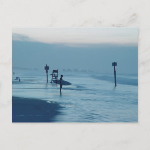 Surfer Dusk Ponce Inlet FL Beach Briefkaart
