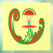 Surfer en Skydiver in Melon Water Raamsticker (Vel 3)