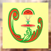 Surfer en Skydiver in Melon Water Raamsticker (Vel 2)