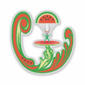 Surfer en Skydiver in Melon Water Sticker (Voorkant)