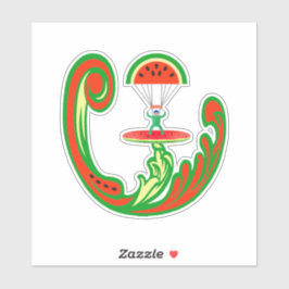 Surfer en Skydiver in Melon Water Sticker