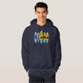 Surfer en surfplanken hoodie (Voorkant volledig)