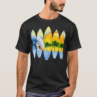 Surfer en surfplanken t-shirt