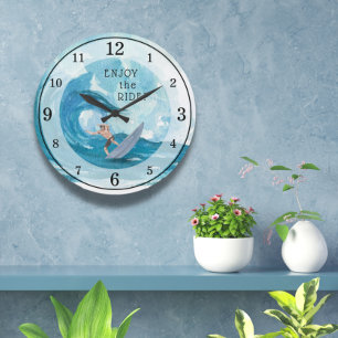 Surfer   Geniet van de ride acrylwandklok Grote Klok