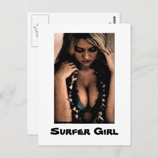 Surfer Girl Briefkaart (Voorkant / Achterkant)