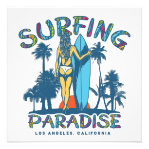 Surfer Girl California Foto Foto Afdruk